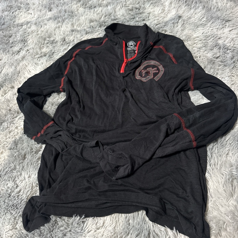 American Fighter Black and Red Long Sleeve Top